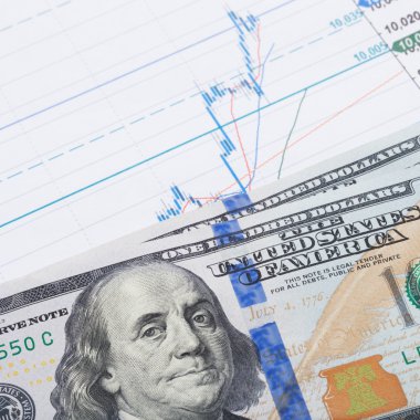 hisse senedi grafiği ve 100 dolar ele - 1-1 oran
