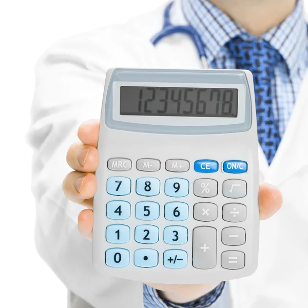 Doctor holdling calculator - 1 to 1 ratio — Stock Photo, Image