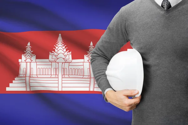 Architekten Sie mit Flagge auf Hintergrund - Kambodscha — Stockfoto