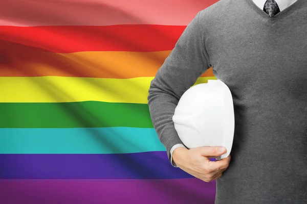 Arquitecto con la bandera en el fondo - lgbt — Foto de Stock