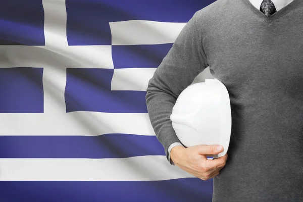 Architect with flag on background  - Greece — Stock Photo, Image
