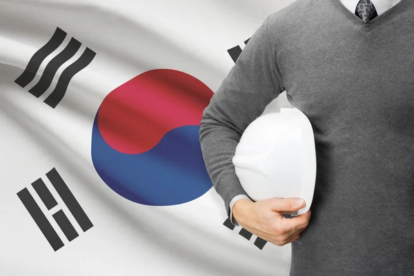 Architect with flag on background  - South Korea — Stock Photo, Image