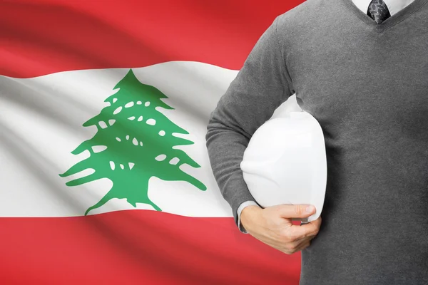 Architect with flag on background  - Lebanon - Stock-foto