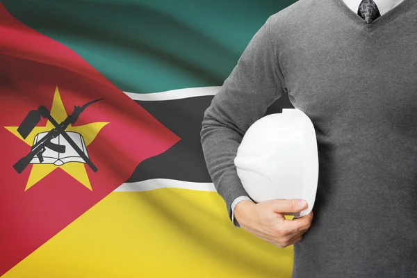 Architect with flag on background  - Mozambique — Stock Photo, Image