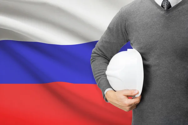 Architetto con bandiera sullo sfondo - russia — Foto Stock