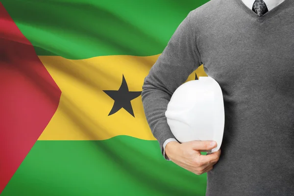 Architect with flag on background  - Democratic Republic of Sao Tome and Principe — Stock Photo, Image