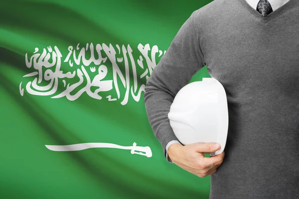 Arquitecto con la bandera en el fondo - arabia saudita — Foto de Stock