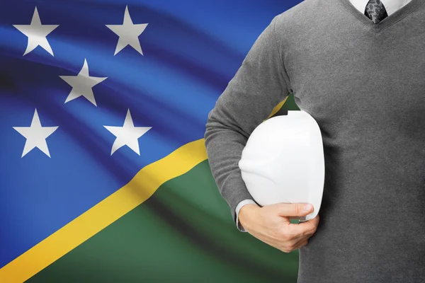 Architect with flag on background  - Solomon Islands — Stock Photo, Image