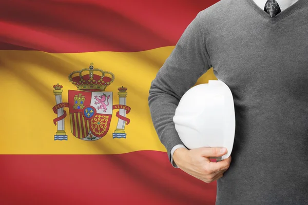 Architect with flag on background  - Spain — Stock Photo, Image