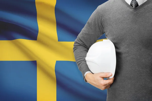 Architect with flag on background  - Sweden — Stock Photo, Image