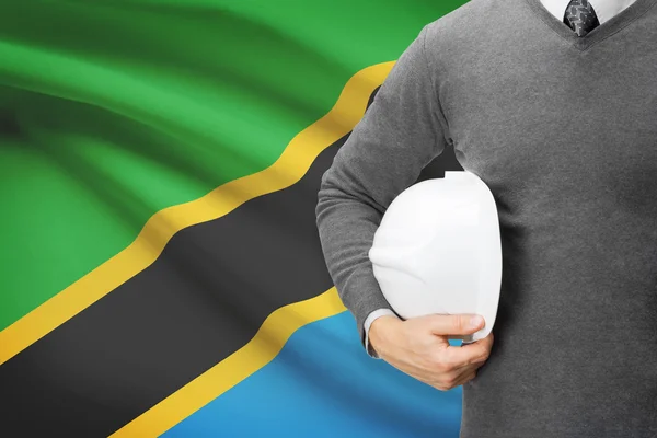 Architect with flag on background  - Tanzania — Stock Photo, Image