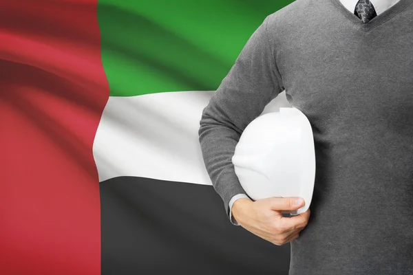 Architekt z flagi na tle - Zjednoczone Emiraty Arabskie — Zdjęcie stockowe