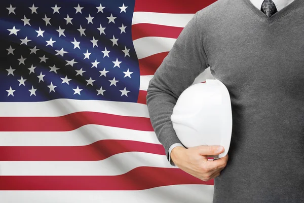 Architect met vlag op achtergrond - Verenigde Staten van Amerika — Stockfoto