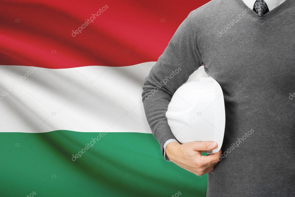 Architect with flag on background  - Hungary