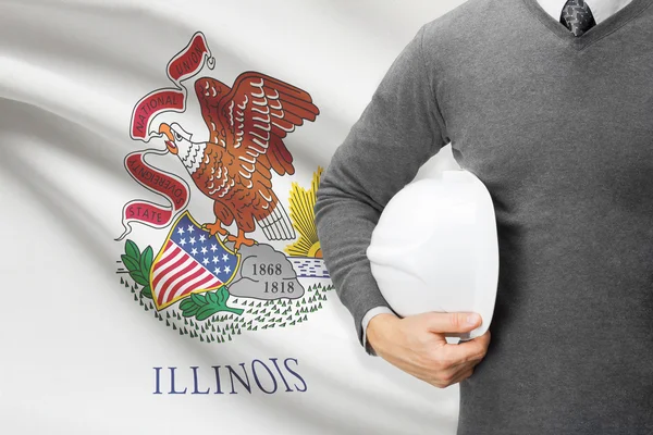 Engineer with flag on background series - Illinois — Stock Photo, Image