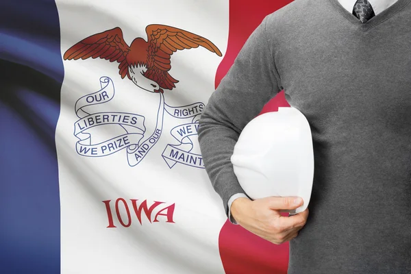 Engineer with flag on background series - Iowa — Stock Photo, Image