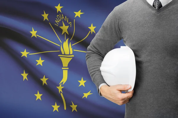 Engineer with flag on background series - Indiana — Stock Photo, Image