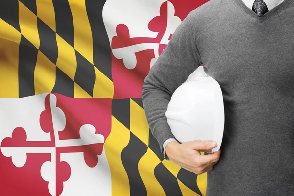 Инженер с флагом на фоне серии - Мэриленд — стоковое фото