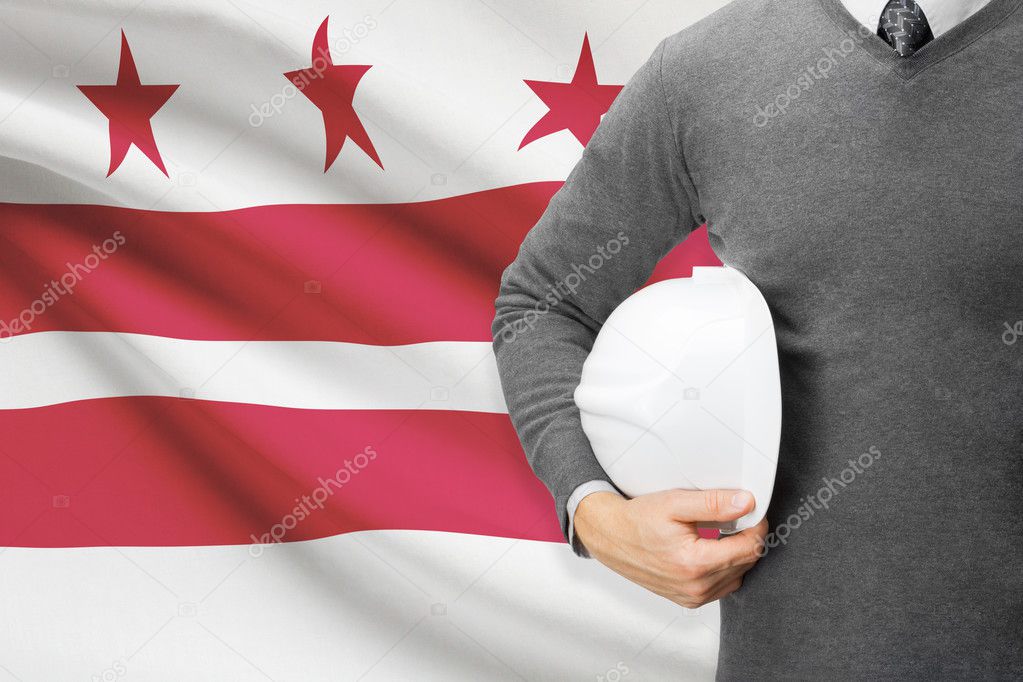 Engineer with flag on background series - District of Columbia - Washington, D.C.