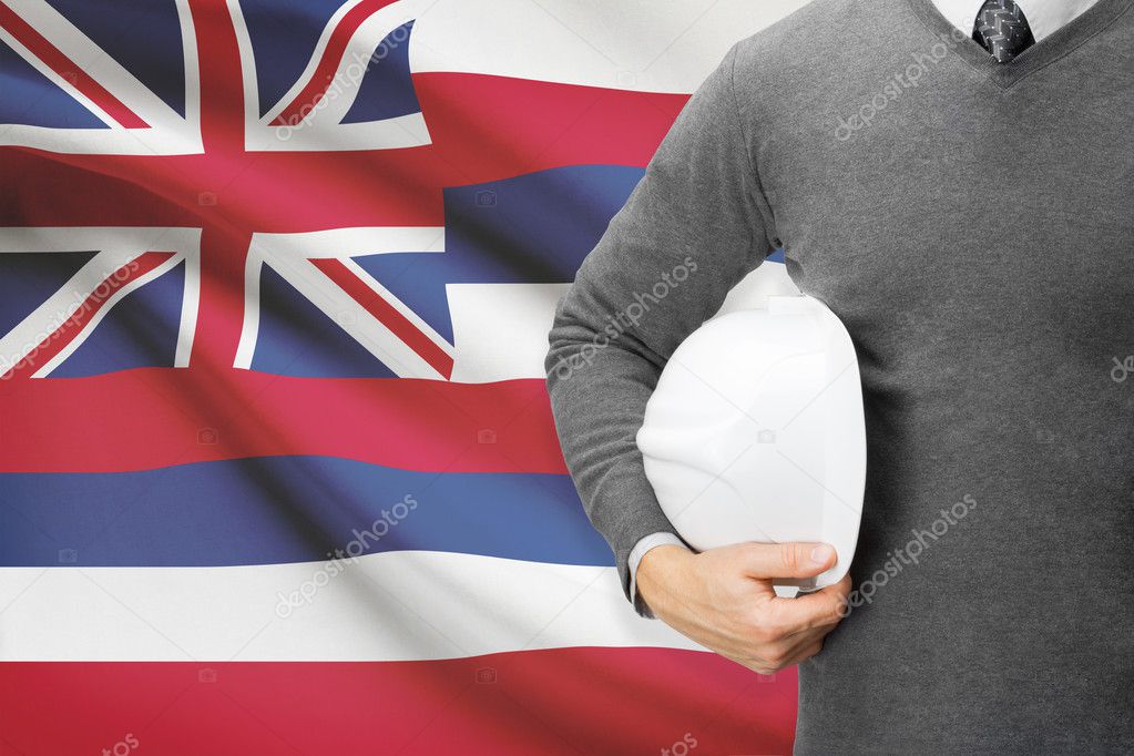 Engineer with flag on background series - Hawaii