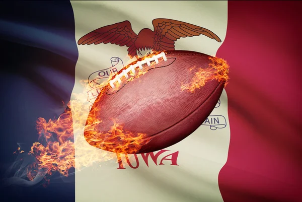 American football ball with flag on backround series - Iowa — Stock Photo, Image