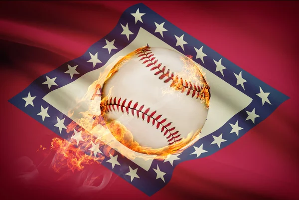 Bola de béisbol con la bandera en la serie de fondo - arkansas —  Fotos de Stock