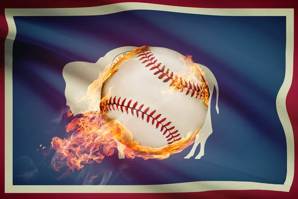 Baseball ball with flag on background series - Wyoming — Stock Photo, Image