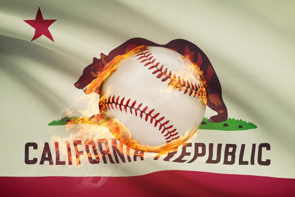 Balle de baseball avec le drapeau sur la série de fond - Californie — Photo