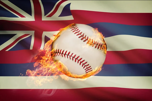 Baseball ball with flag on background series - Hawaii — Stock Photo, Image