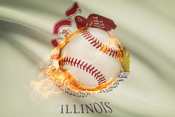 Baseball piłki z flagi na tle serii - illinois — Zdjęcie stockowe