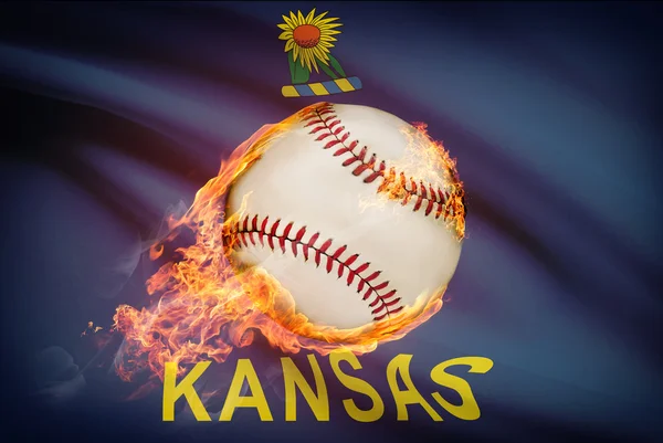Baseball bollen med flaggan på bakgrunden serien - kansas — Stockfoto