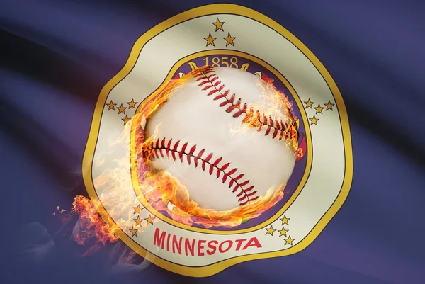 Baseball bollen med flaggan på bakgrunden serien - minnesota — Stockfoto