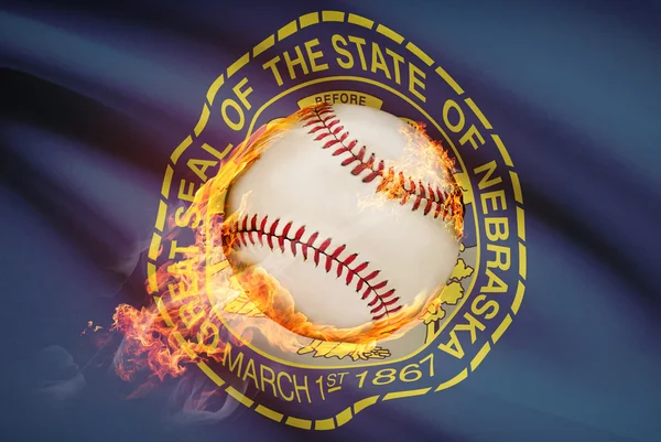 Baseball-Ball mit Flagge auf Hintergrund-Serie - nebraska — Stockfoto