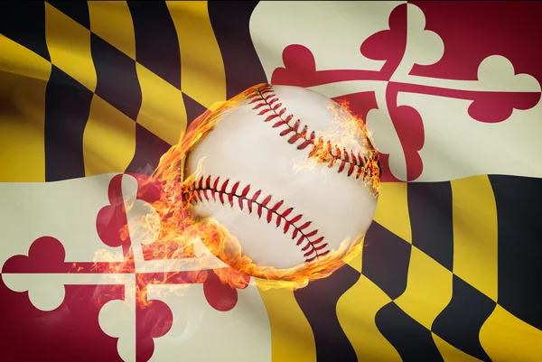 Bola de béisbol con la bandera en la serie de fondo - maryland — Foto de Stock