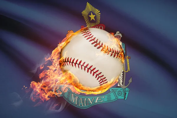 Baseball ball with flag on background series - Maine — Stock Photo, Image