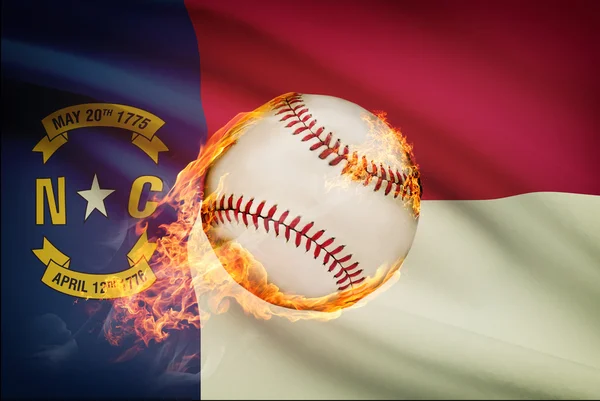 Baseball piłki z flagi na tle serii - north carolina — Zdjęcie stockowe