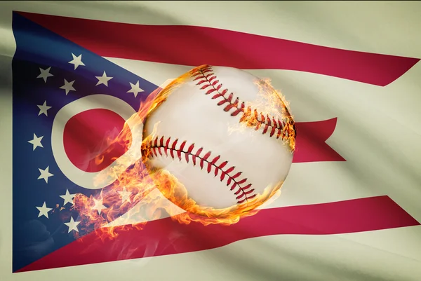 Baseball ball with flag on background series - Ohio — Stock Photo, Image
