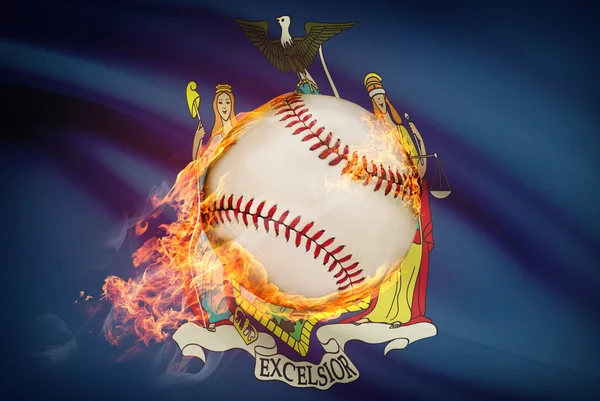 Baseball ball with flag on background series - New York — Stock Photo, Image