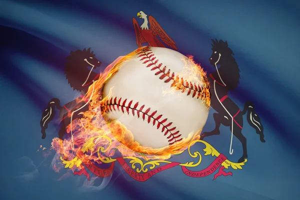 Baseball bollen med flaggan på bakgrunden serien - pennsylvania — Stockfoto