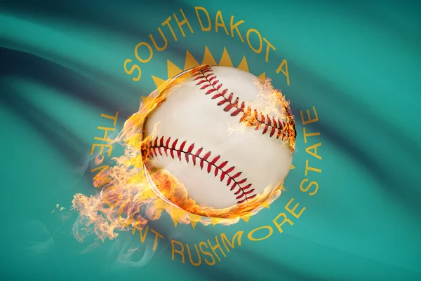 Baseball ball with flag on background series - South Dakota — Stock Photo, Image