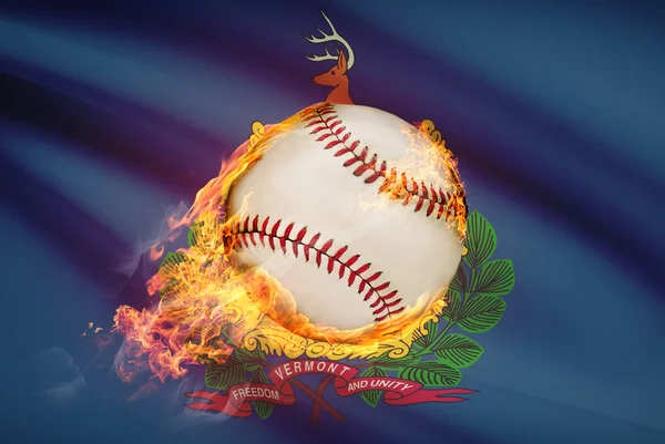 Baseball ball with flag on background series - Vermont — Stock Photo, Image