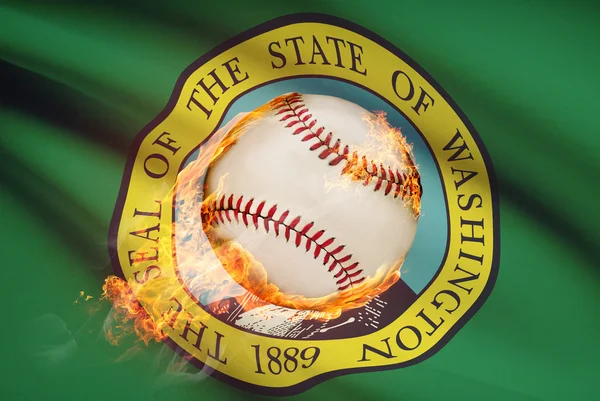 Бейсбольный мяч с флагом на фоне серии - Вашингтон — стоковое фото