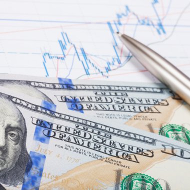 Dolar banknot borsa grafik - 1-1 oran üzerinden kalemle