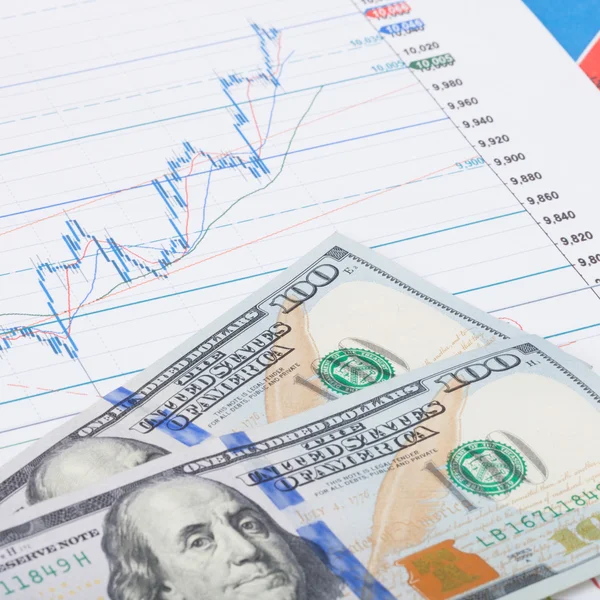 Market chart with USA dollars - studio shot - 1 to 1 ratio — Stock Photo, Image