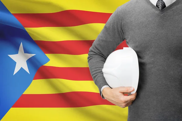 Engineer with flag on background series - Catalonia - Estelada — Stock Photo, Image