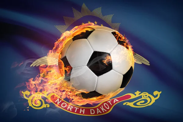 Soccer ball with flag on background series - North Dakota — Stock Photo, Image