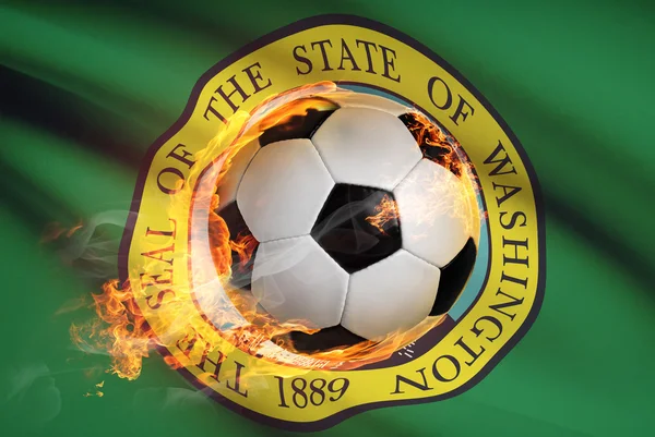 Fotbalový míč s vlajkou na pozadí řady - Washington — Stock fotografie