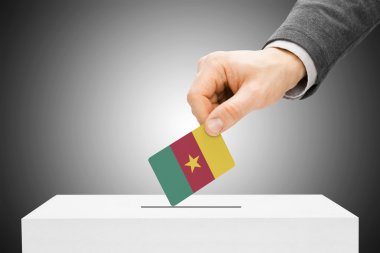 Oylama kavramı - erkek ekleme bayrağı haline oy sandığı - Kamerun
