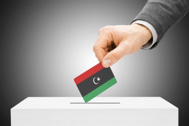 Oylama kavramı - erkek ekleme bayrağı haline oy sandığı - Libya