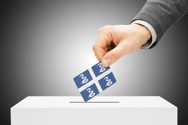 Votação conceito - bandeira inserindo masculino em urnas - Martinica — Fotografia de Stock